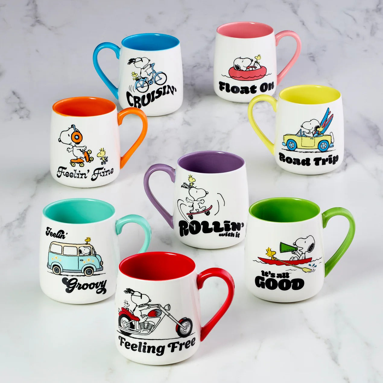 Peanuts Mugs, Set Of 2, Rollin'-All Good