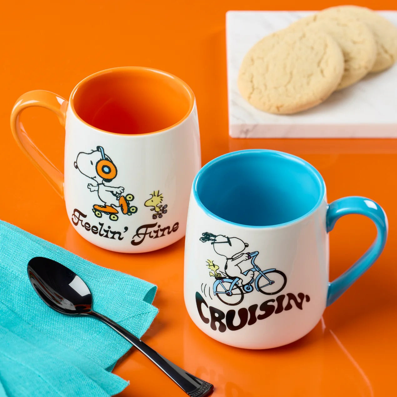 Peanuts Mugs, Set Of 2, Rollin'-All Good