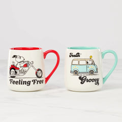 Peanuts Mugs, Set Of 2, Groovy-Feeling Free