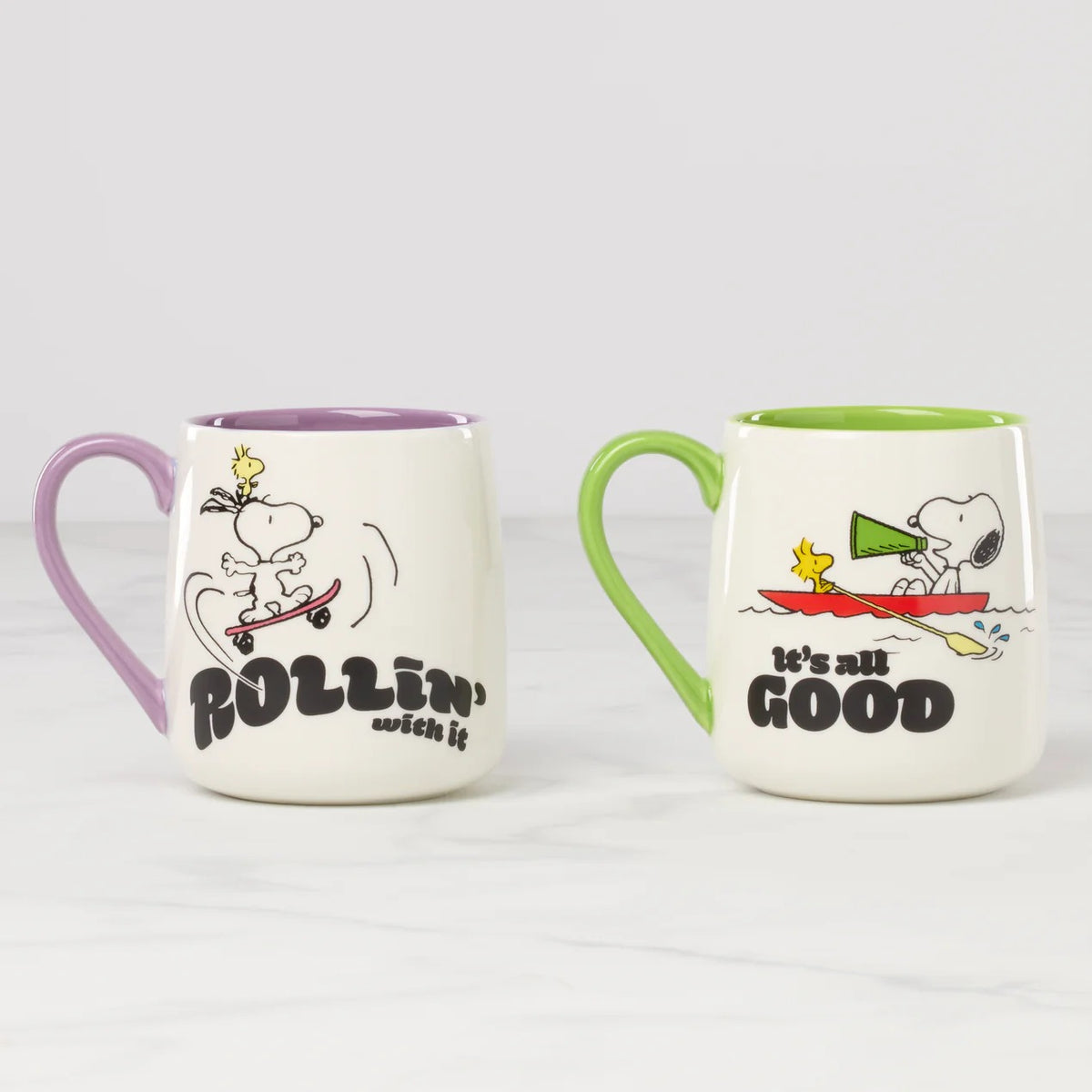Peanuts Mugs, Set Of 2, Rollin'-All Good