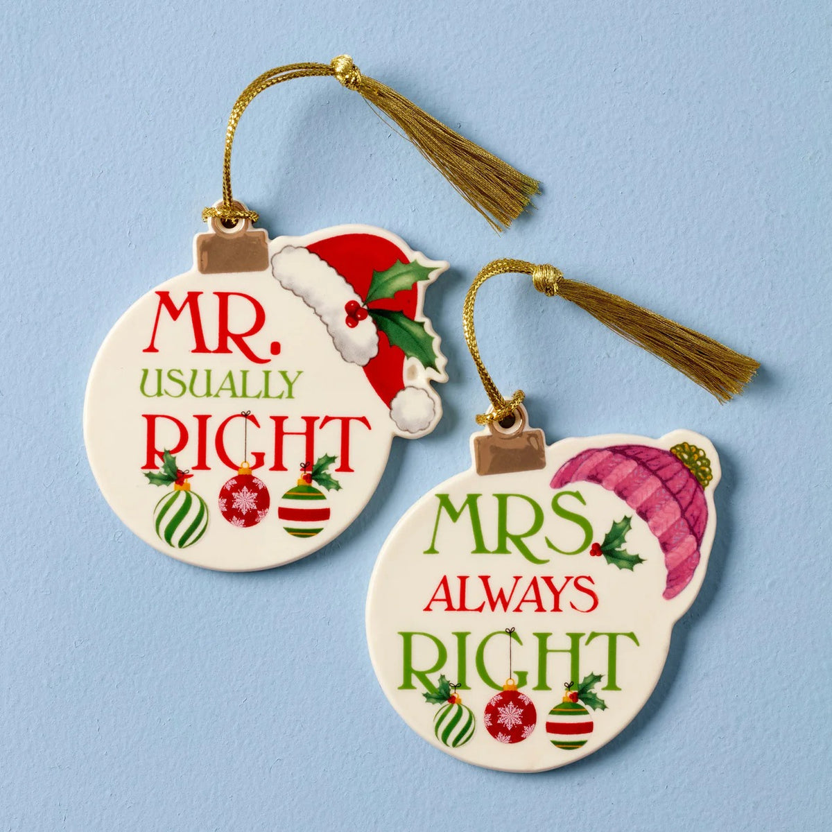 Mr & Mrs Ornament Set Of 2