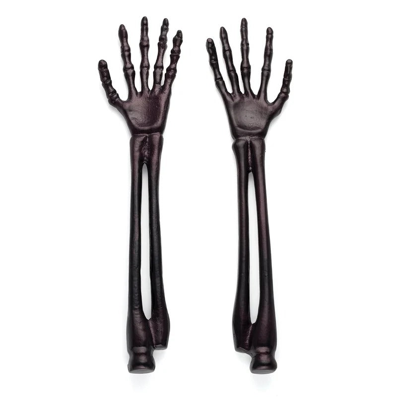 Vintro Halloween Skeleton Black Satin 2-Piece Salad Servers