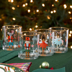 Nutcracker Ballet Double Old Fashioned Glasses, Set Of 4