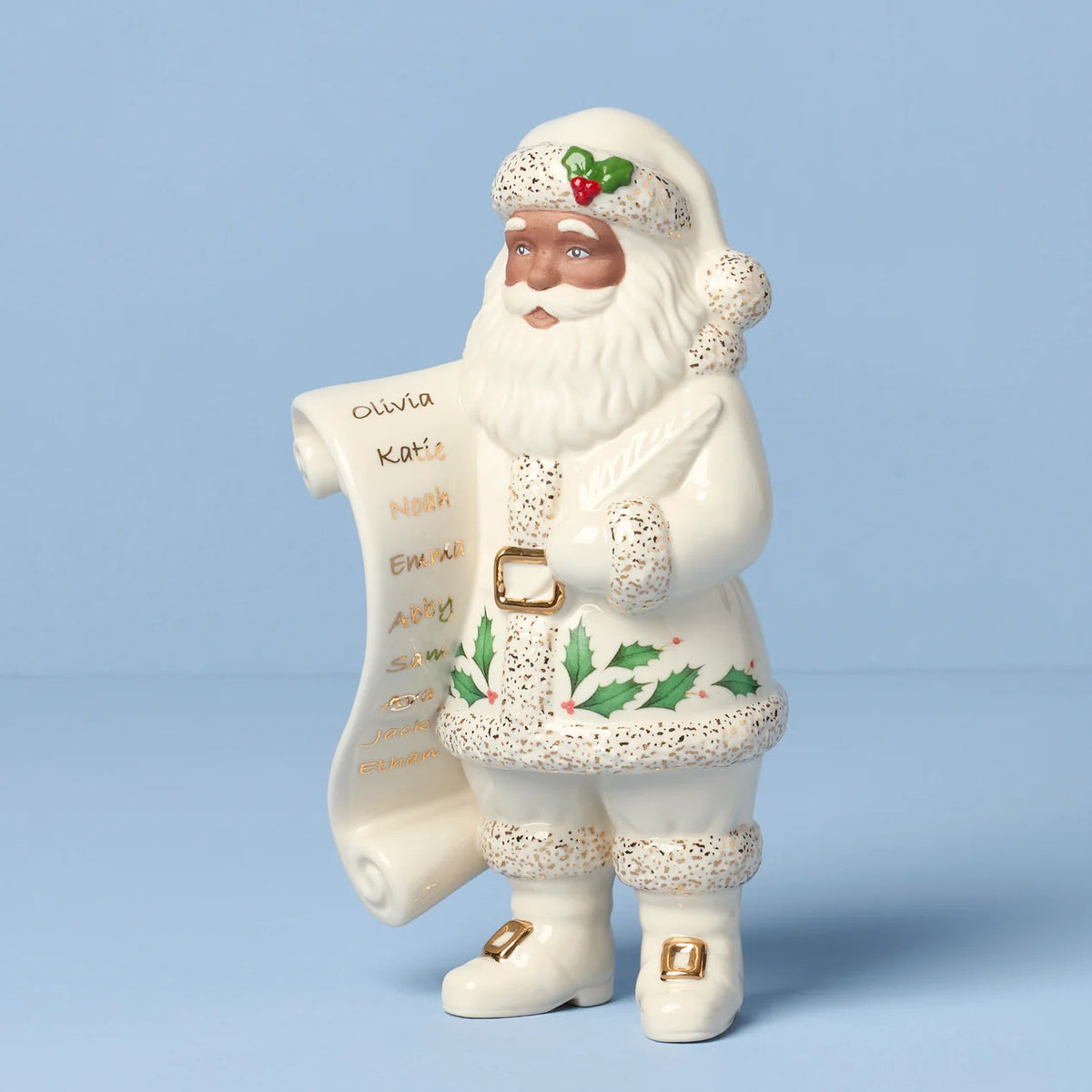 2025 African American Santa With List Figurine
