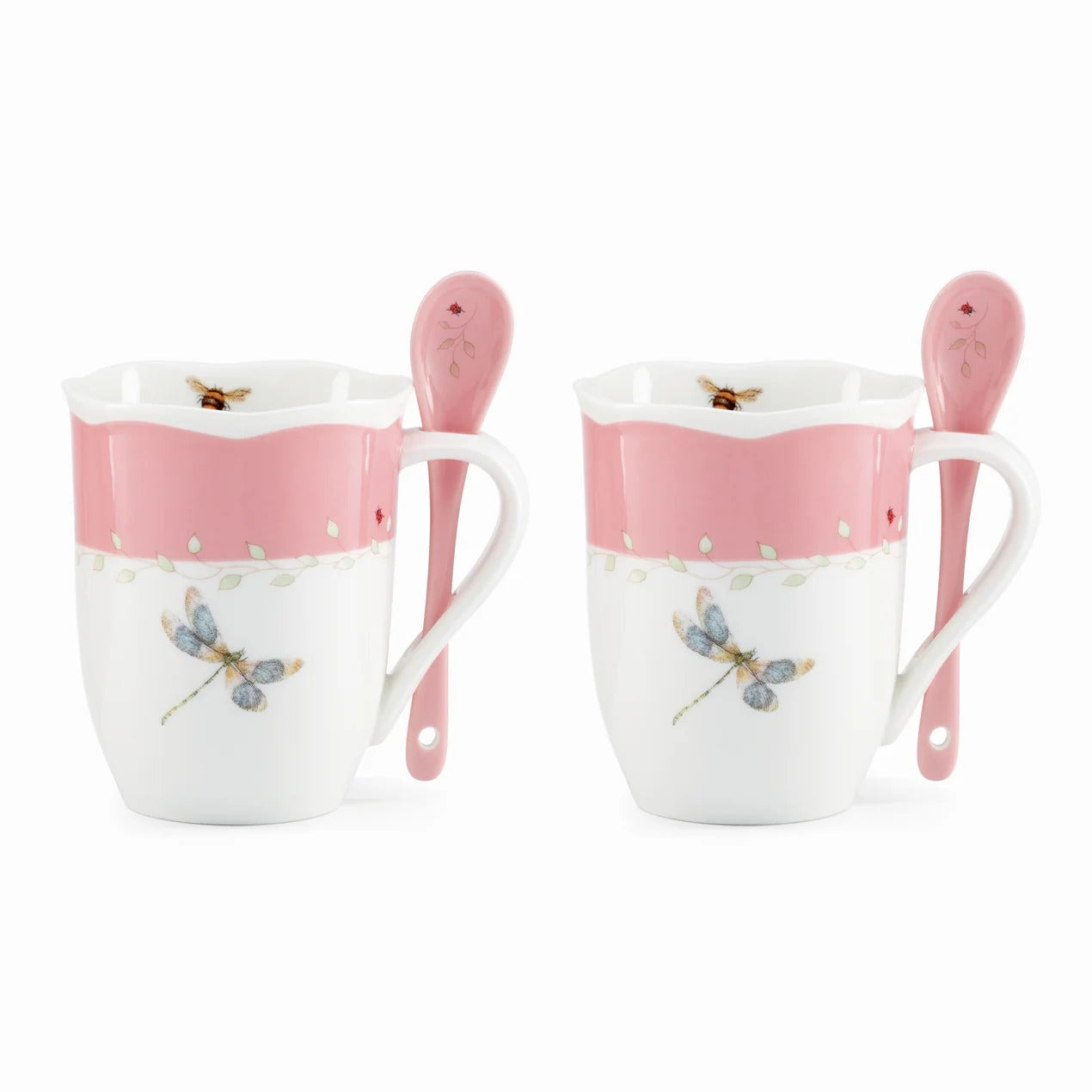 Butterfly Meadow Color Mug With Spoon, Set Of 8