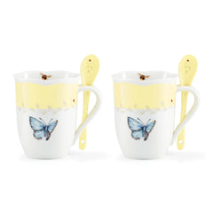 Butterfly Meadow Color Mug With Spoon, Set Of 8