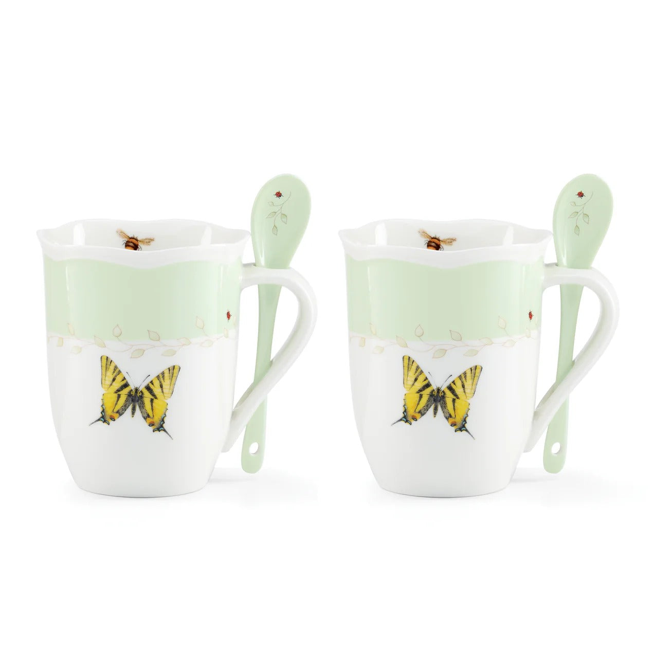 Butterfly Meadow Color Mug With Spoon, Set Of 8