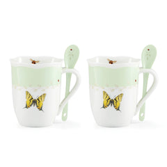 Butterfly Meadow Color Mug With Spoon, Set Of 8