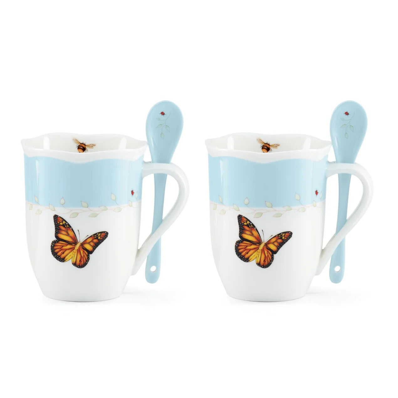 Butterfly Meadow Color Mug With Spoon, Set Of 8