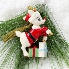 Rudolph in a Santa Suit Ornament