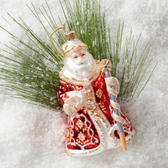 Blown Glass Santa Ornament