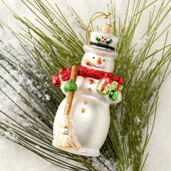 Blown Glass Snowman Ornament