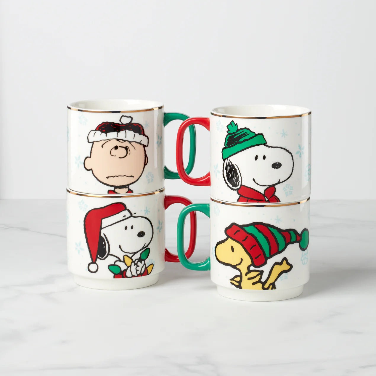 Snoopy Christmas Stacking Mugs, Set Of 4