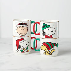 Snoopy Christmas Stacking Mugs, Set Of 4