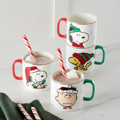 Snoopy Christmas Stacking Mugs, Set Of 4