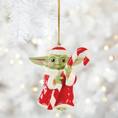 Grogu with Candy Cane Ornament