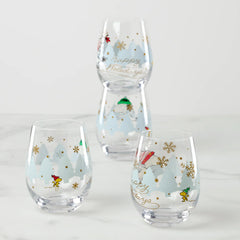 Snoopy Skating Christmas Tumblers, Set Of 4