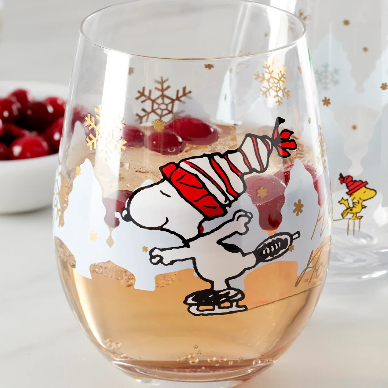 Snoopy Skating Christmas Tumblers, Set Of 4