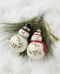 Mr And Mrs Snowman Set - With Box