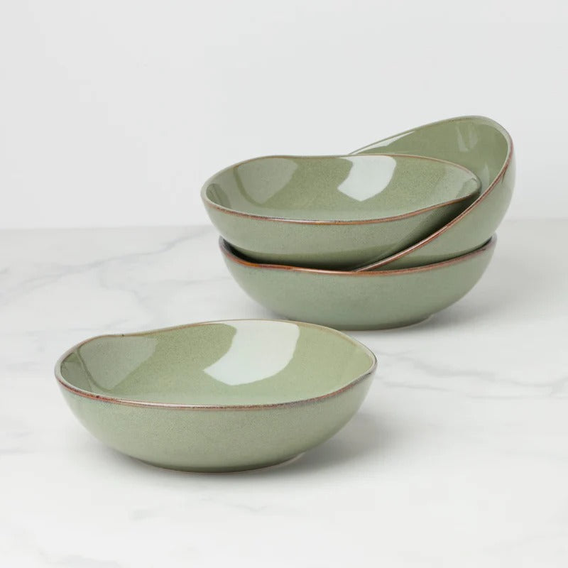 Organic Shades Green Pasta Bowls, Set of 4