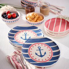 24 Seven Melamine Aweigh We Go 18-Piece Dinnerware Set