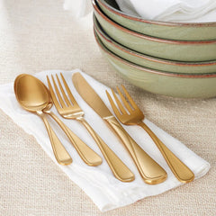 Flight Gold Satin 20-Piece Flatware Set
