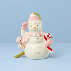 Winter Snowman Pink Ornament