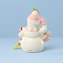 Winter Snowman Pink Ornament