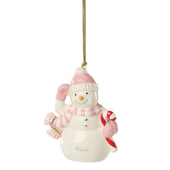 Winter Snowman Pink Ornament