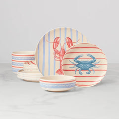 24 Seven Melamine, Wharfside 12-Piece Dinnerware Set