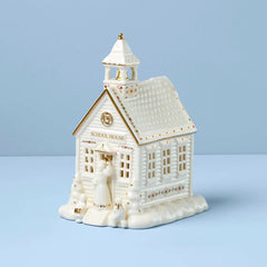 Mistletoe Park School House Lit Figurine
