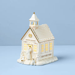 Mistletoe Park School House Lit Figurine