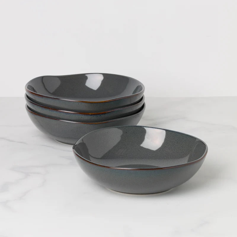 Organic Shades Grey Pasta Bowls, Set of 4
