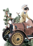 Young Couple With Car Sculpture. Limited Edition