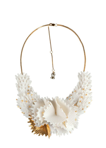 Actinia Necklace. White And Golden Luster