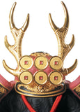 Red Samurai Helmet Figurine. Golden Lustre