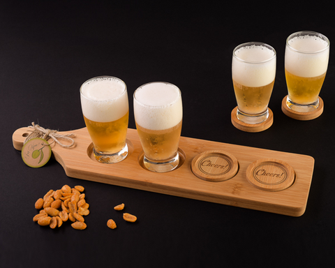 Cheers! Beer Flight - Tasting Paddle With Coasters