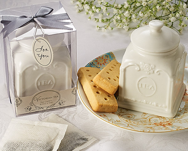 Victorian Tea Porcelain Tea Caddy Favor | Minimum Order 12pc