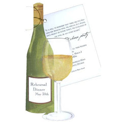 White Wine Bottle With Gold Ribbon Tag Invitation Cards (Set Of 60)