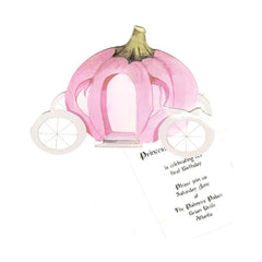 Princess Carriage With Ribbon and Tag Invitation Cards (Set Of 60)