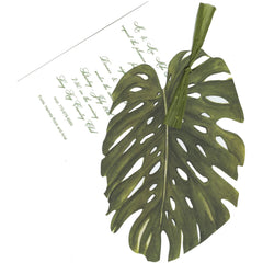 Palm Frond With Green Raffia Tag Invitation Cards (Set Of 60)