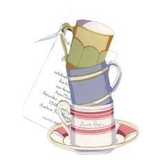 Stacked Cups With Antique White Ribbon Tag Invitation Cards (Set Of 60)