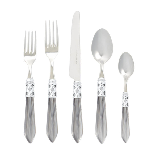 Aladdin Brilliant Five-Piece Place Setting, Light Gray