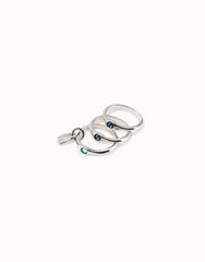 Triple Metal Ring Clad With Sterling Silver And Faceted
