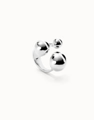 Ring With Three Bubble-Shaped Beads - Silver