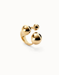 Ring With Three Bubble-Shaped Beads - Gold