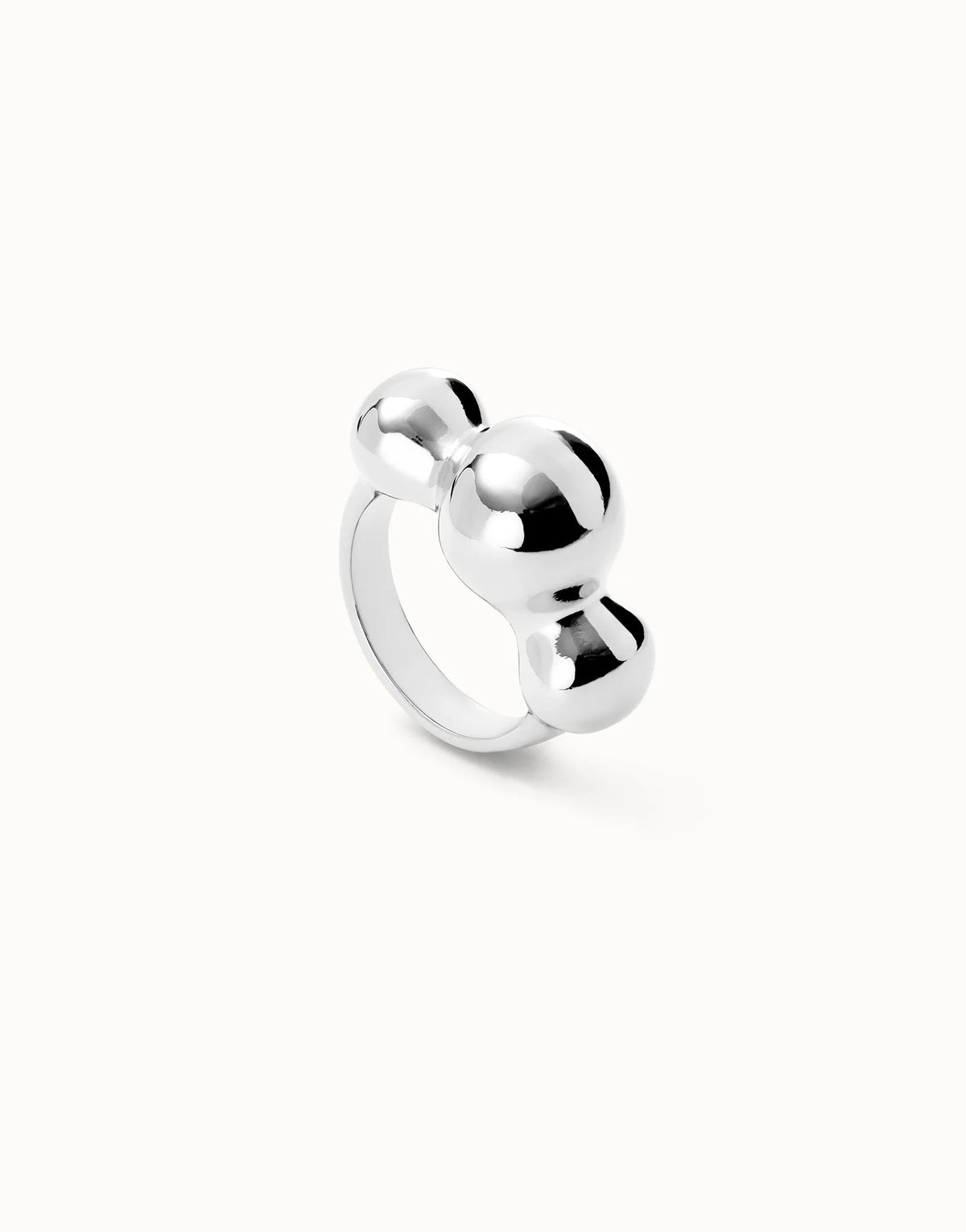 Ring With Three Central Beads - Silver