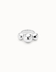 Ring With Three Central Beads - Silver