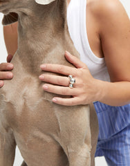 Ring With Three Central Beads - Silver