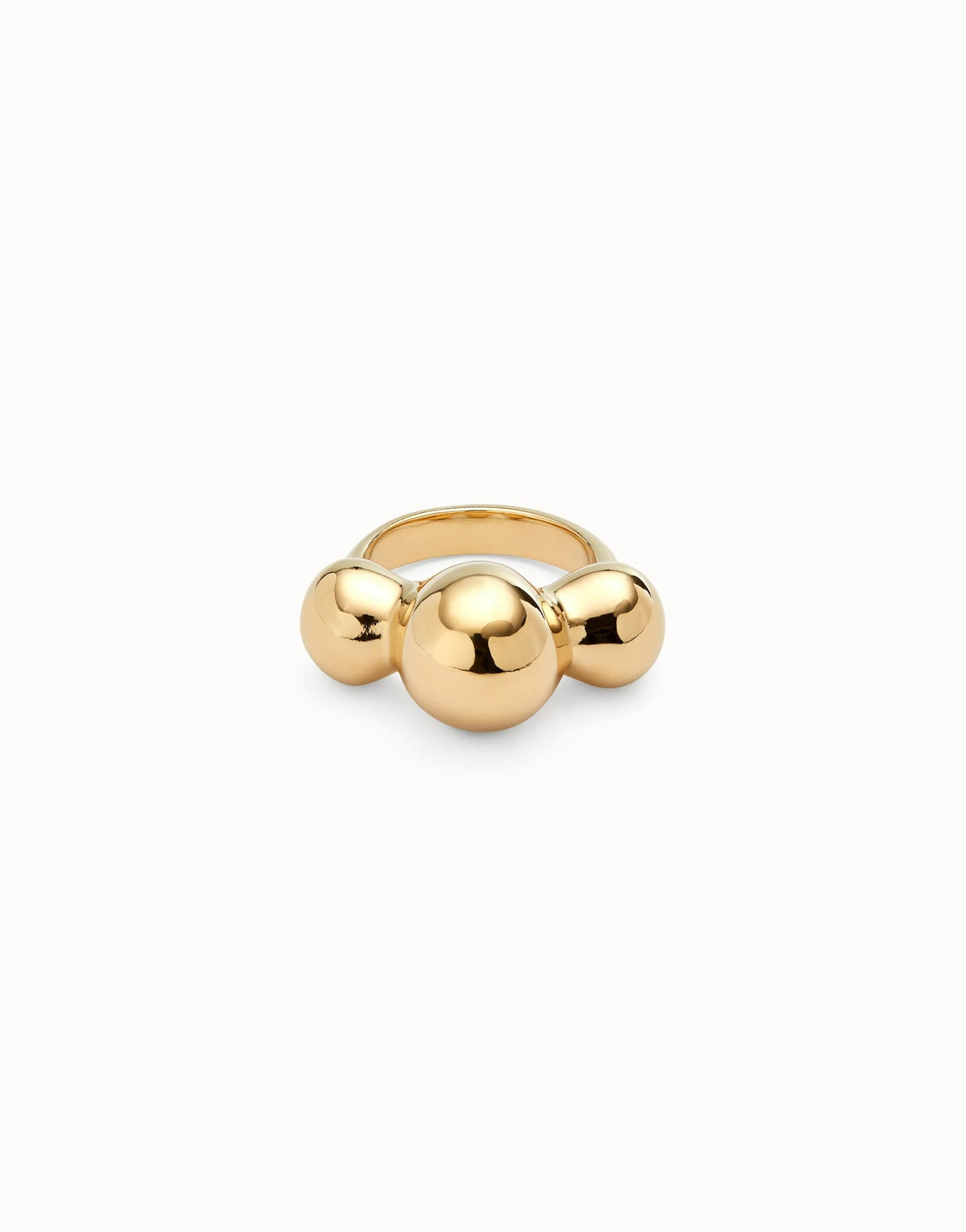 Ring With Three Central Beads - Gold